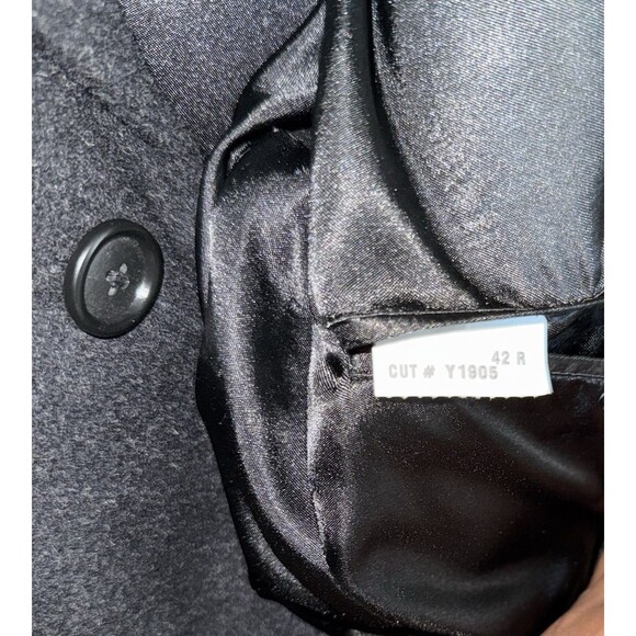 Stafford Mens 42R Black Wool 3 Button Trench Coat Full Length Classic Overcoat - Picture 5 of 6